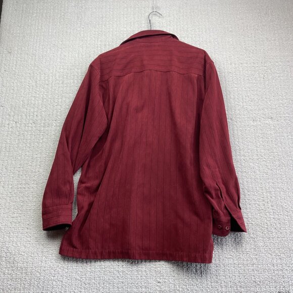 Vintage Pierre Cardin Faux Suede Dark Red Dress Shirt Men Size M Button Up - Picture 9 of 13